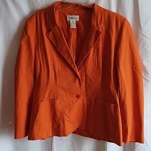 Chadwick’s linen cotton blend orange blazer size 14 P